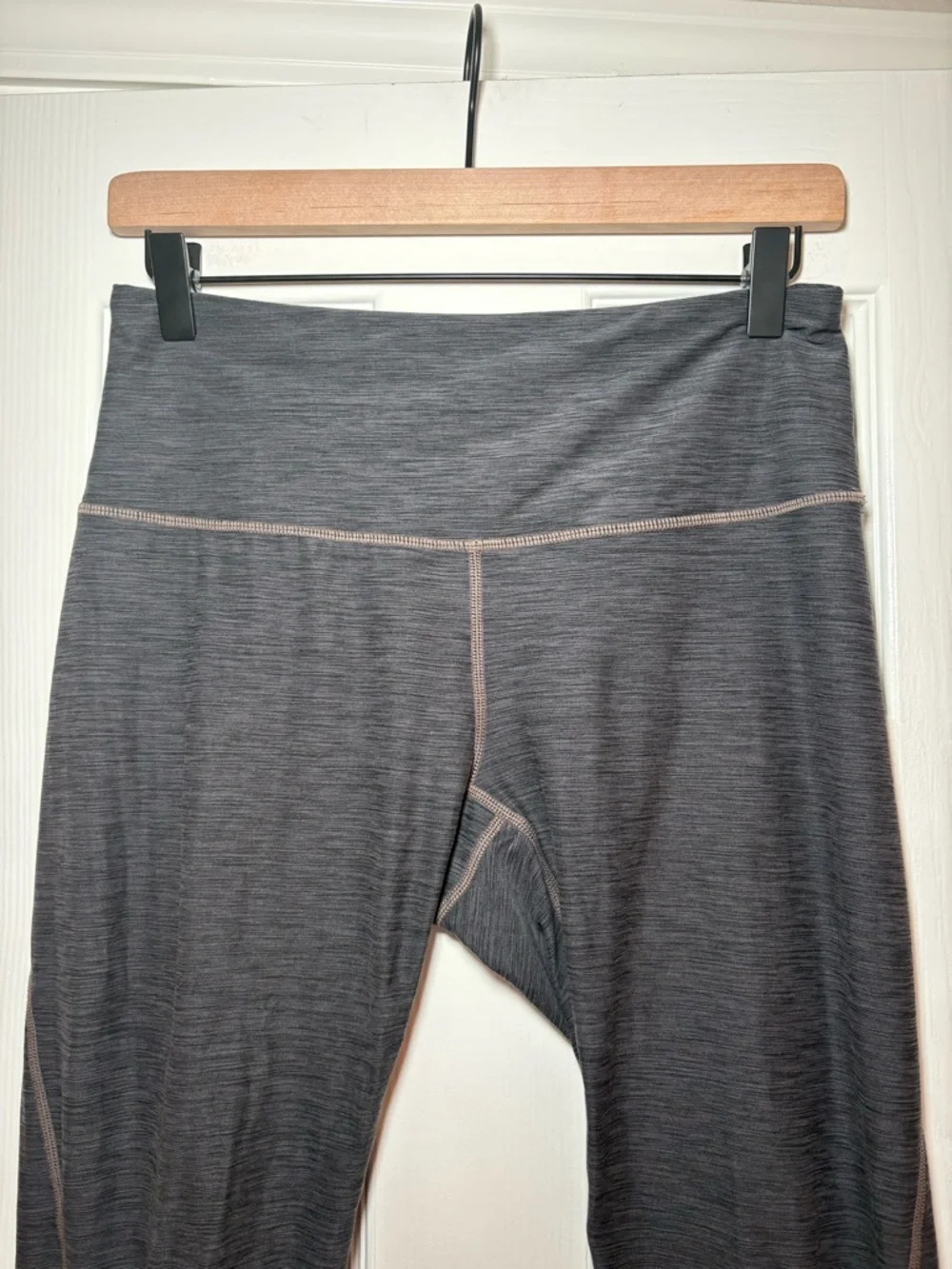prAna Gray‎ Heathered Lattice Crop Leggings Size M High Rise 7/8 Athleisure